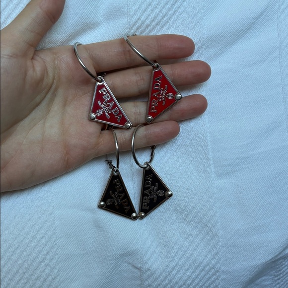 Prada Triangular earrings in Black and red can mix and match - Picture 1 of 5